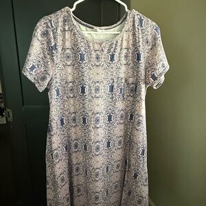 LuLaRoe Blue and Pink Carly Dress